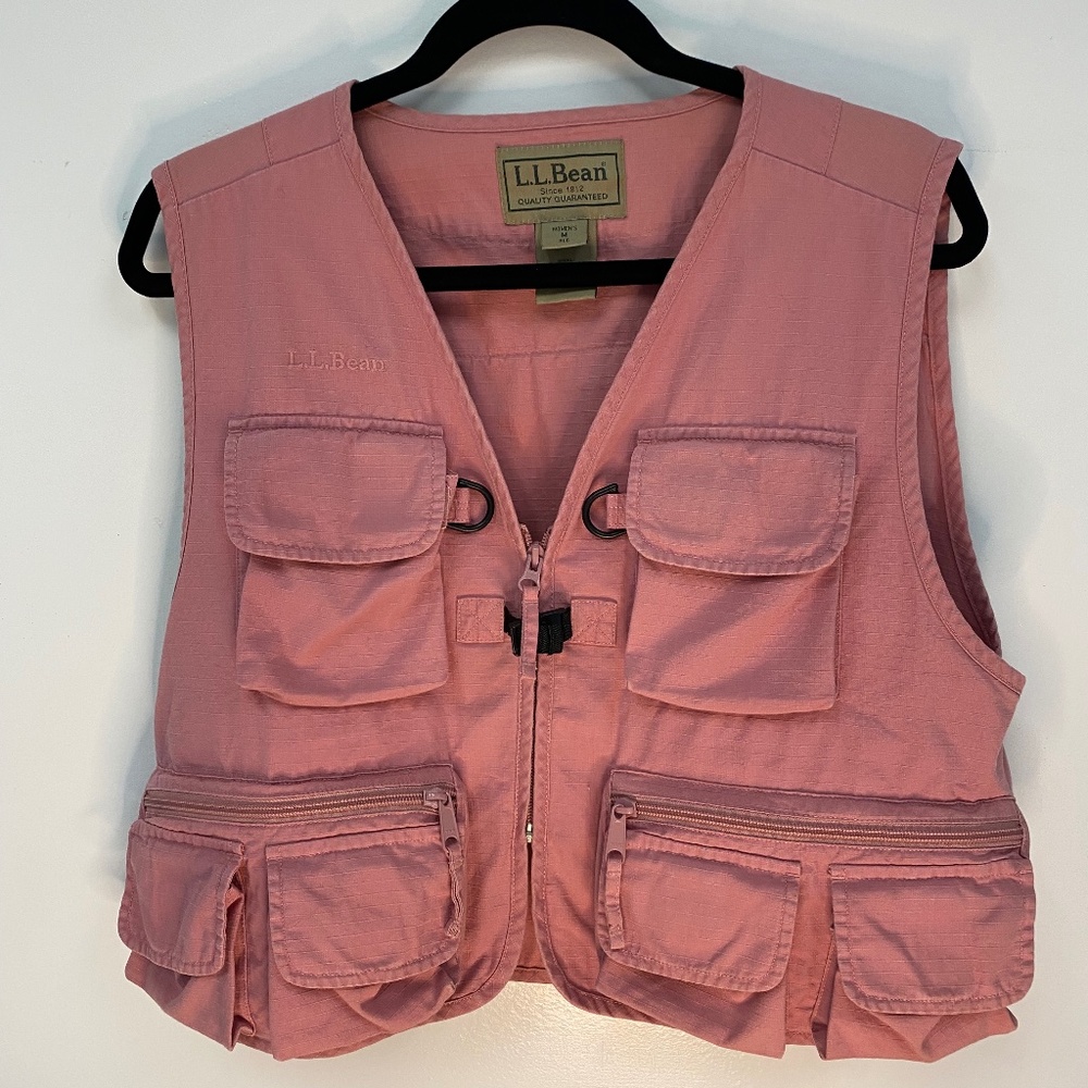 lL Bean Ladies Fishing Vest Pink Size M
